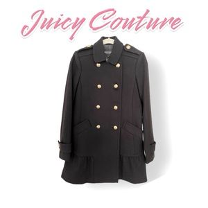 NWT Juicy Couture Y2K black lable black wool double buttons coat L